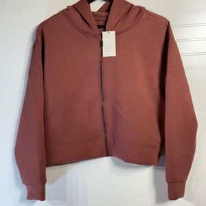 A New Day Womens Cropped Zip Up Hoodie Rust Red Size XL